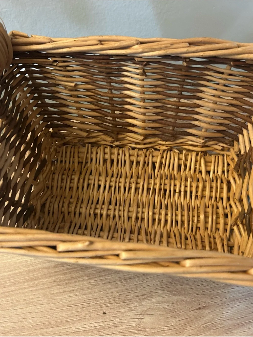 Woven Natural Wicker Basket - Neutral Brown and Cream